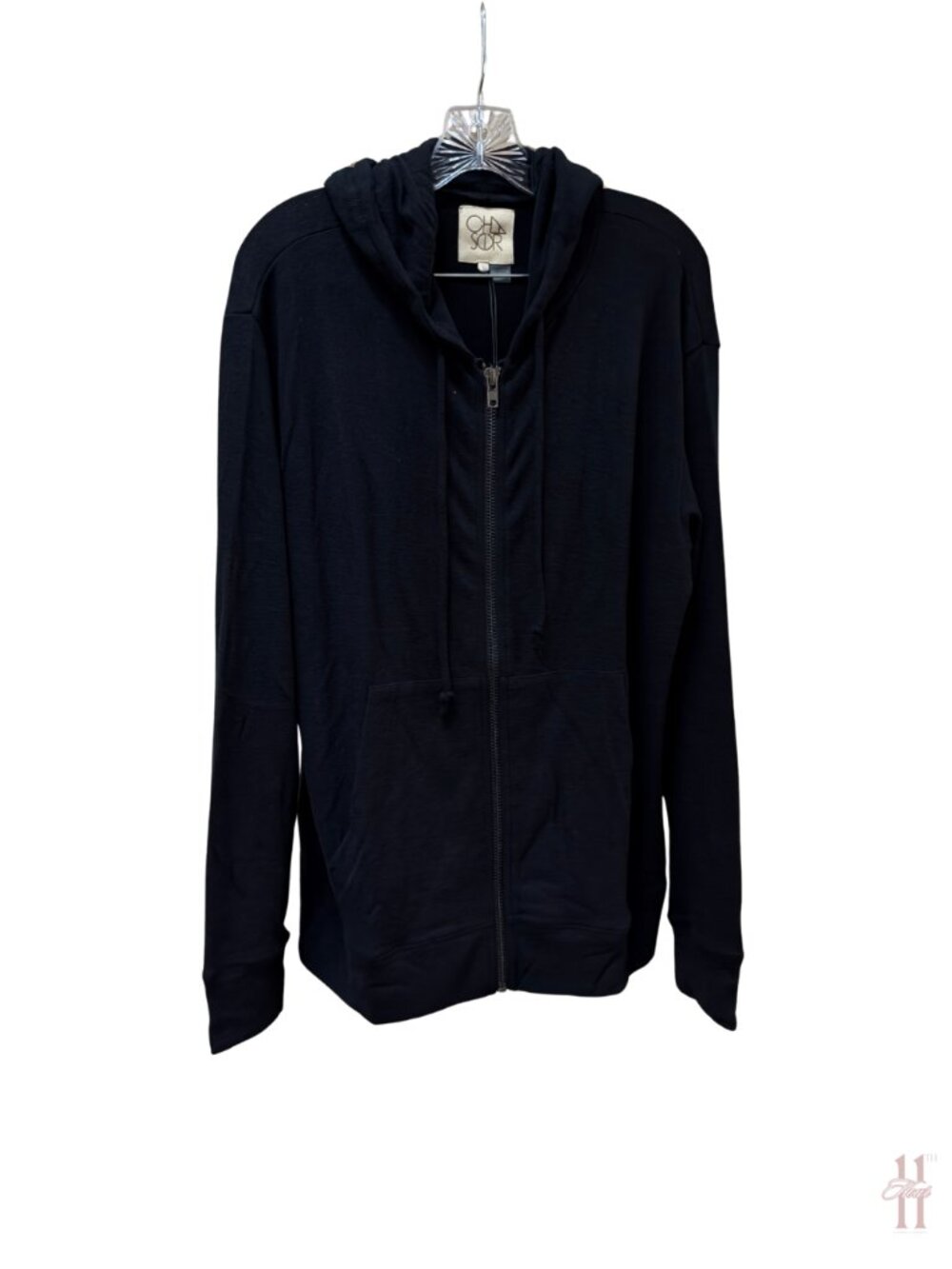 NEW Chaser Black Front Zip Long Sleeve Hoodie Sweatshirt - Women's Large